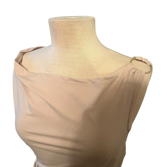 Shein Asymmetrical Neck Off Shoulder Beige Top Size Large NWT - Picture 2 of 4